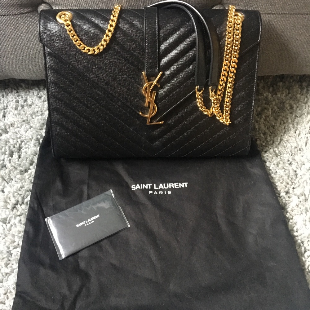 Saint Laurent Large Grain Black Leather Shoulder - Picture 2 of 8